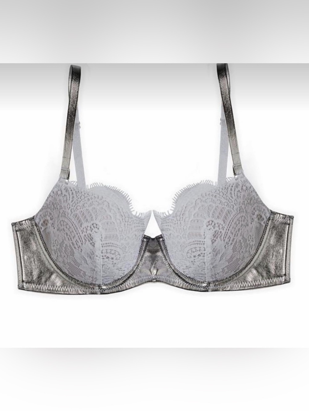 Victoria's Secret Bra with silver faux leather 34DD